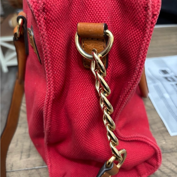 Michael Kors Red Tote with Brown Leather Handles - Picture 3 of 13